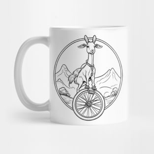 Goat on a unicycle Mug